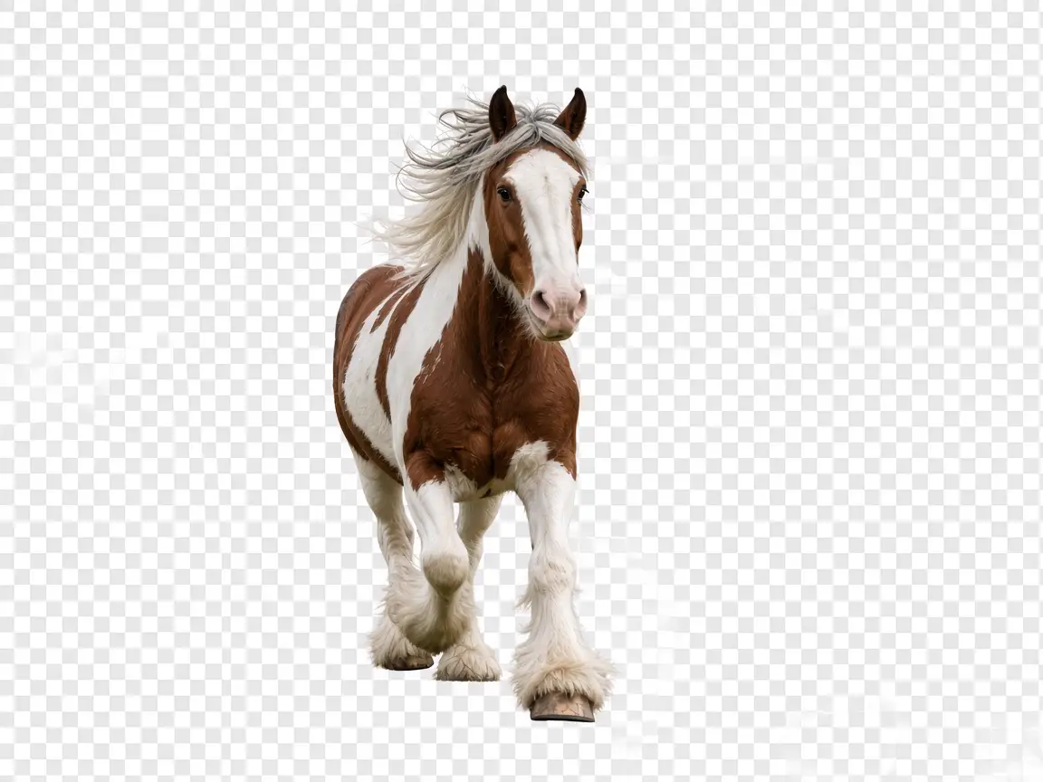 Same horse with the background removed on a transparent checkerboard